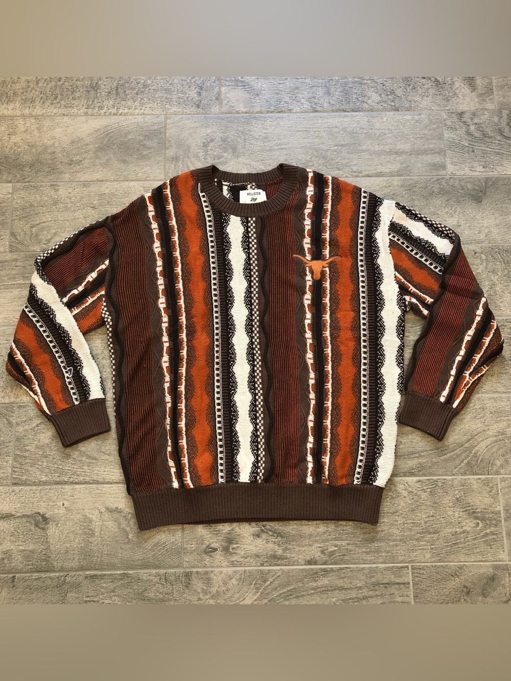 New Hollister University of Texas Longhorns Sweater Coogi Style Winter Sweater